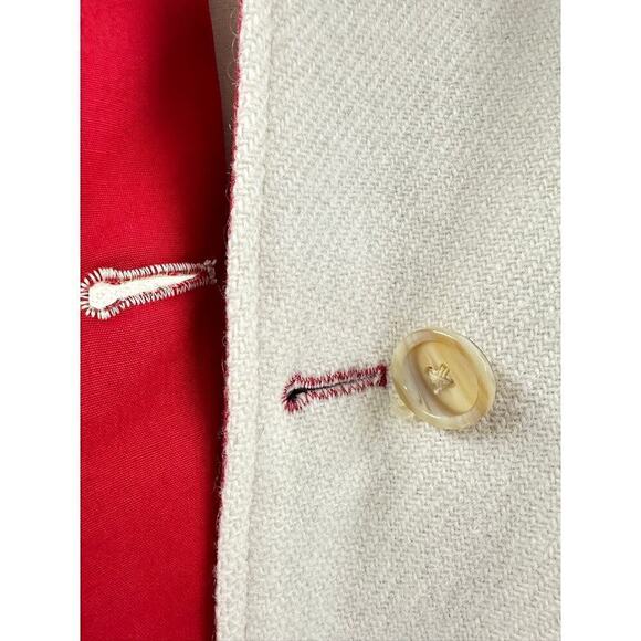 Vintage Reversible Burberry Blue Label Womens Coat Red Cotton/White Wool sz L/XL - Picture 2 of 11